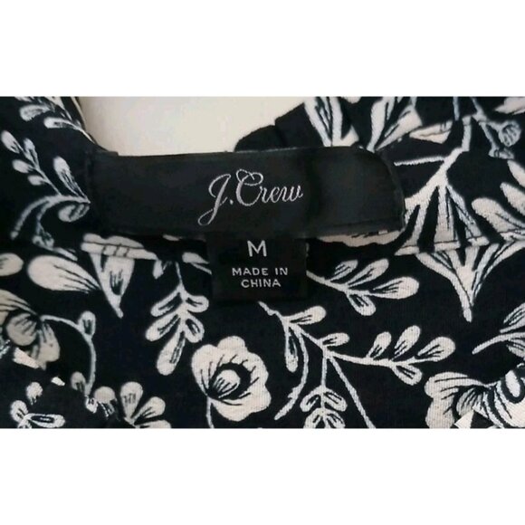 J. Crew Shirt Dress Tossed Bouquet Floral Print Black White Size Medium L/S Fall - Picture 5 of 9